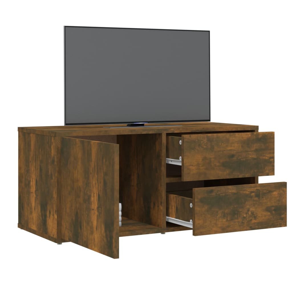 Mobile Porta TV Rovere Fumo 80x34x36 cm in Legno Multistrato 815495