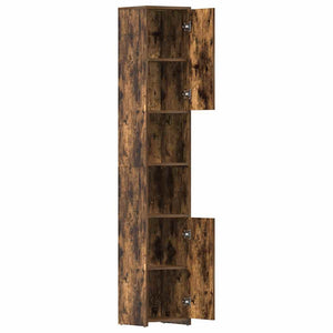 Armadietto Bagno Rovere Fumo 30x30x183,5cm Legno Ingegnerizzato