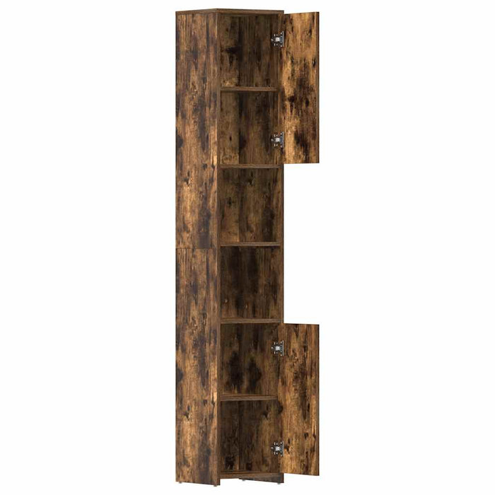 Armadietto Bagno Rovere Fumo 30x30x183,5cm Legno Ingegnerizzato