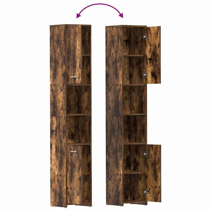 Armadietto Bagno Rovere Fumo 30x30x183,5cm Legno Ingegnerizzato