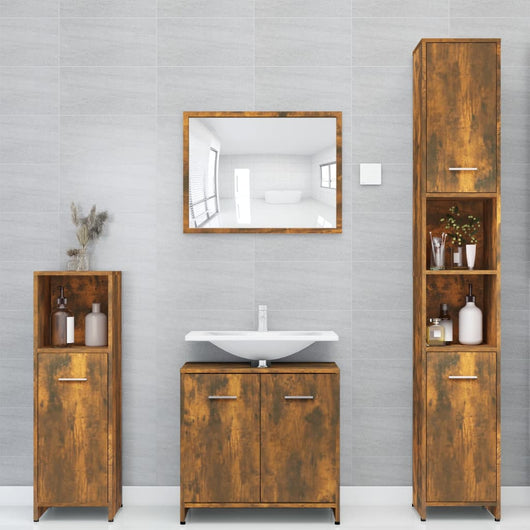 Armadietto Bagno Rovere Fumo 30x30x183,5cm Legno tecnico 815519
