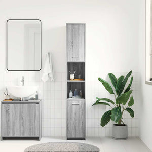 Armadietto Bagno Grigio Sonoma 30x30x183,5 cm Legno Multistrato cod mxl 12914