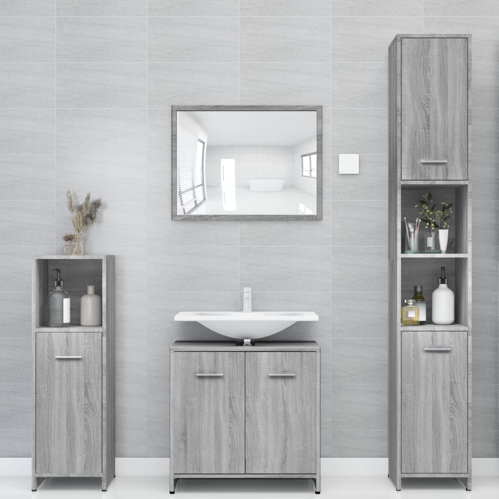 Armadietto Bagno Grigio Sonoma 30x30x183,5 cm Legno tecnico 815520