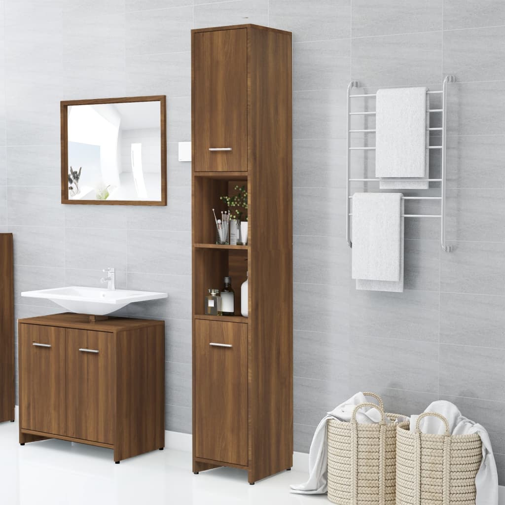 Armadietto Bagno Rovere Marrone 30x30x183,5cm Legno tecnico 815521