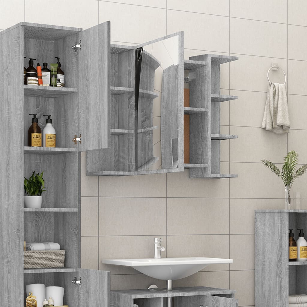 Mobile da Bagno Grigio Sonoma 80x20,5x64cm in Legno Multistrato 815523
