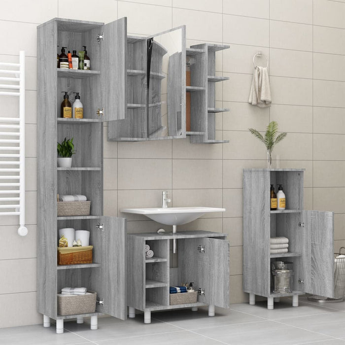 Mobile da Bagno Grigio Sonoma 80x20,5x64cm in Legno Multistrato 815523