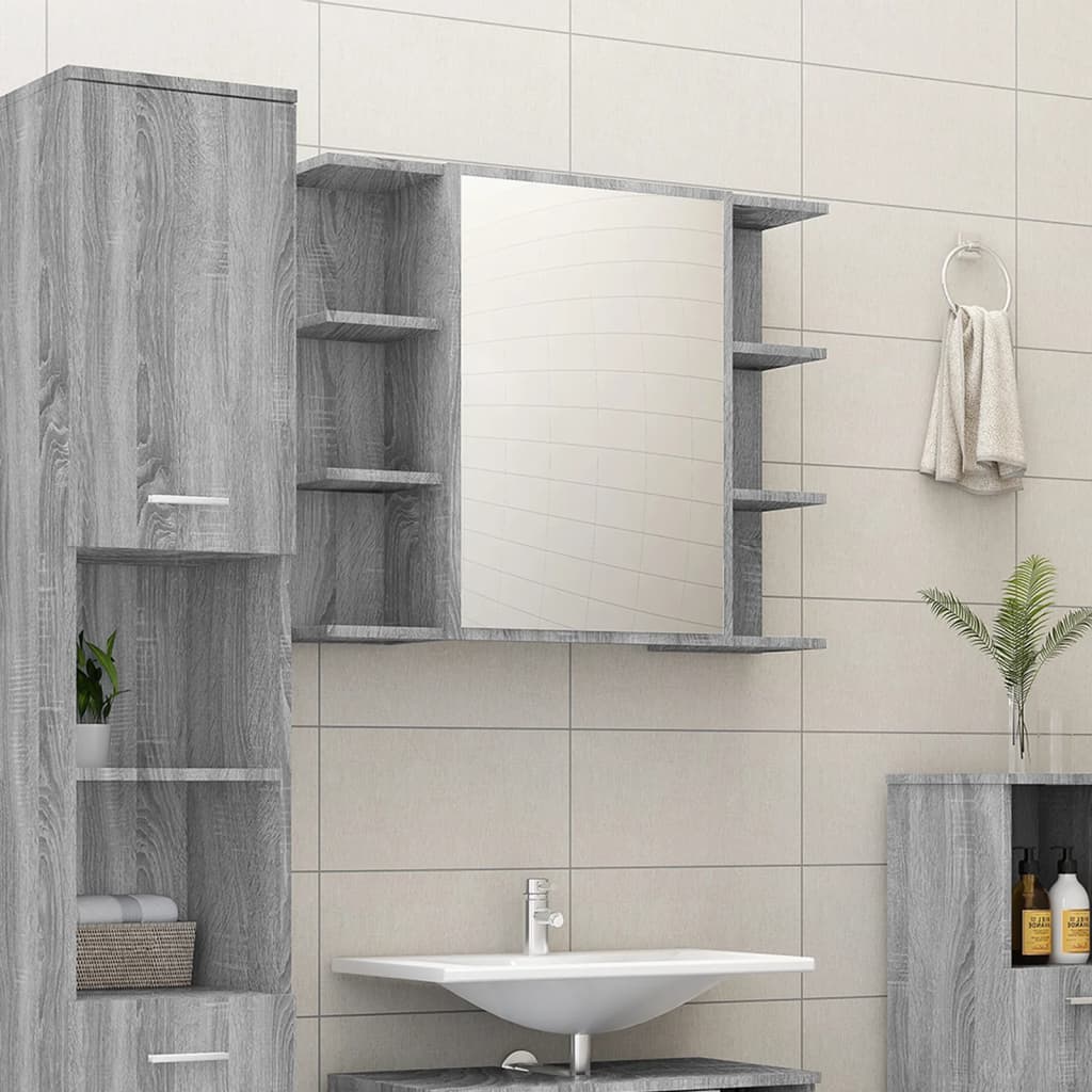 Mobile da Bagno Grigio Sonoma 80x20,5x64cm in Legno Multistrato 815523