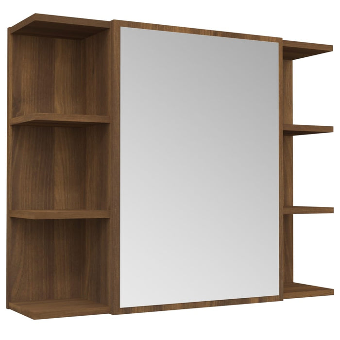 Mobile specchio da bagno 80 x 20,5 x 64 cm legno marrone 02_0006721