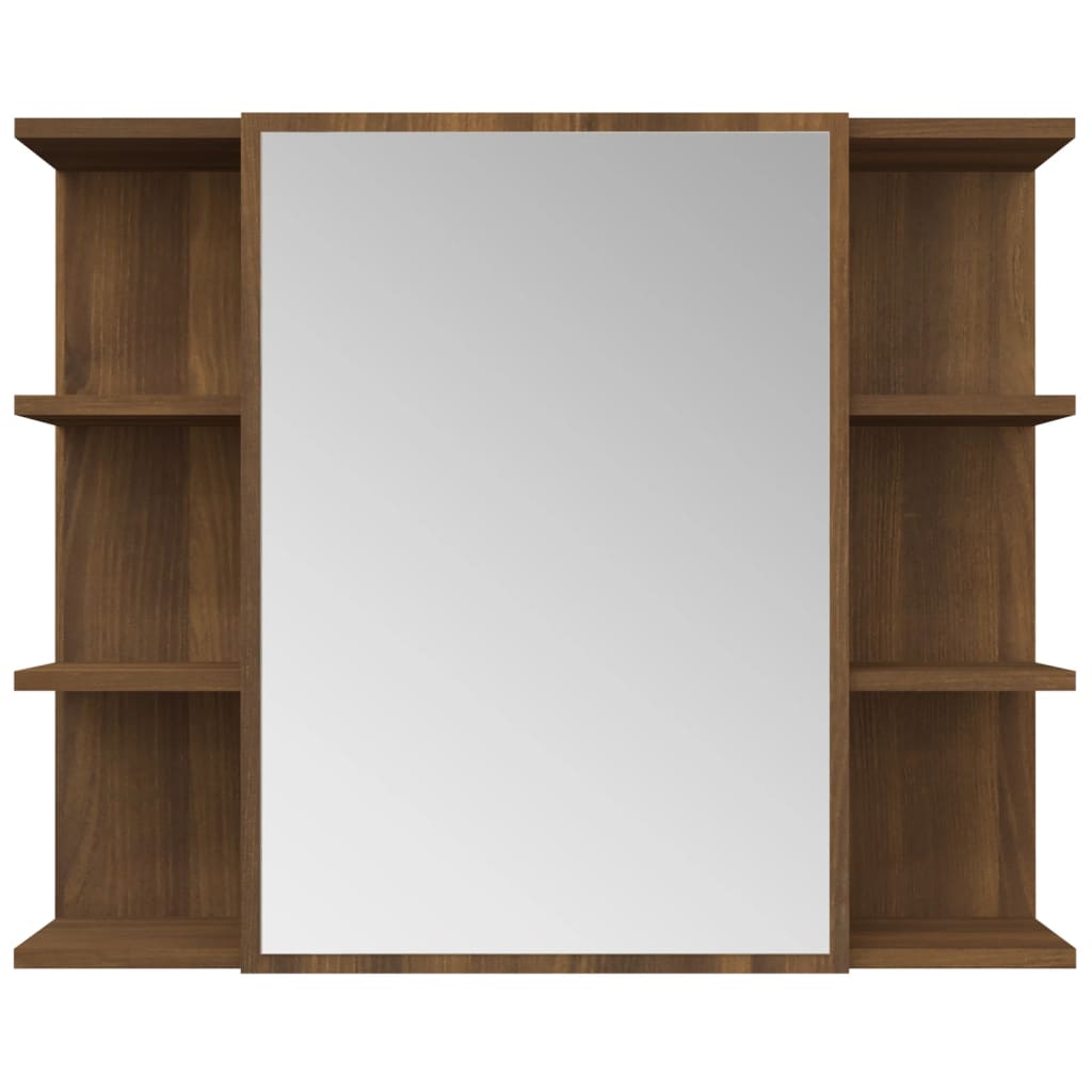 Mobile specchio da bagno 80 x 20,5 x 64 cm legno marrone 02_0006721