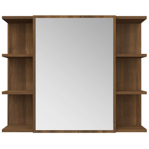Mobile specchio da bagno 80 x 20,5 x 64 cm legno marrone 02_0006721