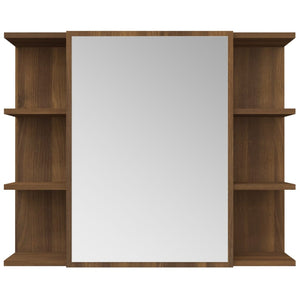 Mobile da Bagno Specchio-Armadietto da bagno in Rovere Marrone 80x20,5x64 cm Legno