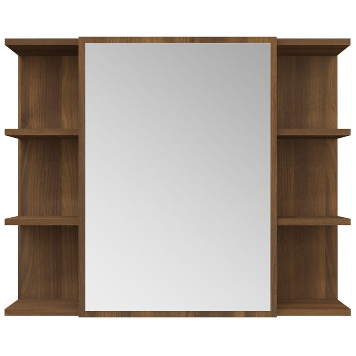 Mobile da Bagno Specchio-Armadietto da bagno in Rovere Marrone 80x20,5x64 cm Legno