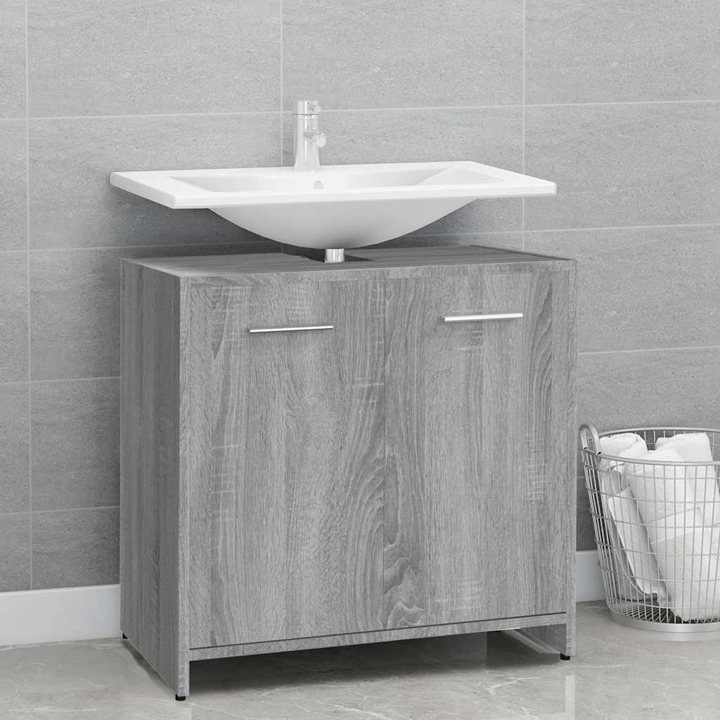 Armadietto Bagno Grigio Sonoma 60x33x60 cm in Legno Multistrato cod mxl 24851