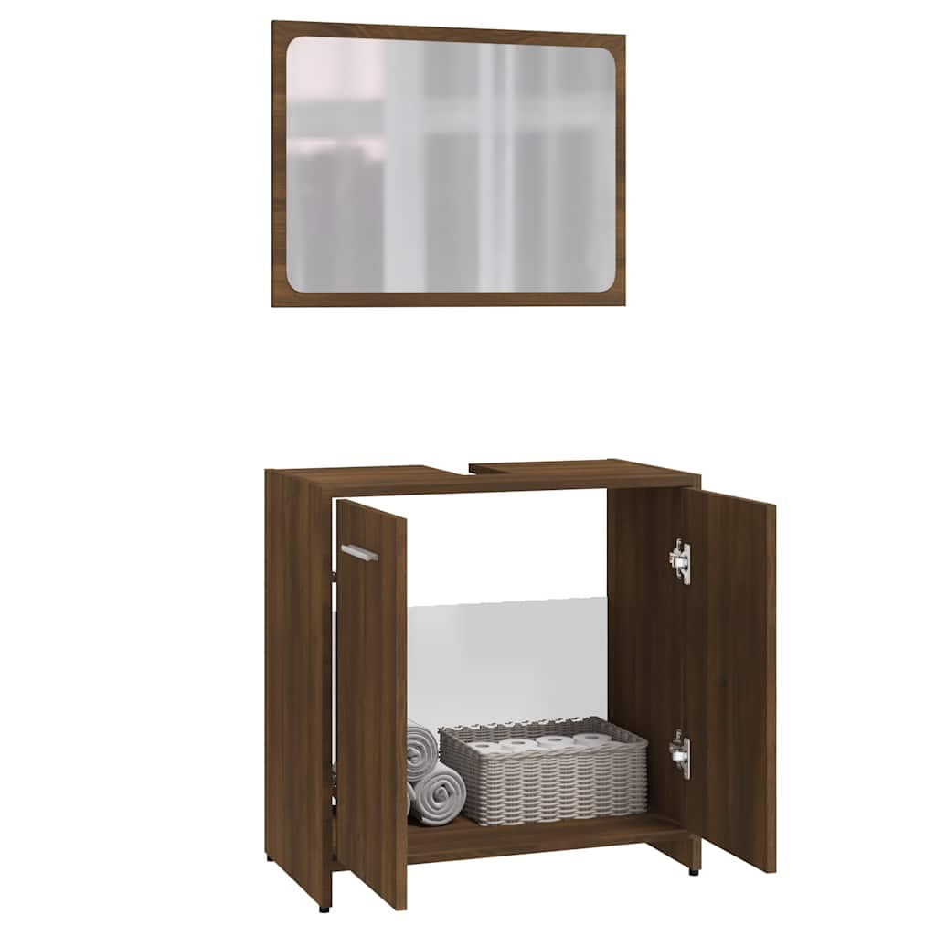 Set Mobili da Bagno Rovere Marrone in Legno Multistrato 815530