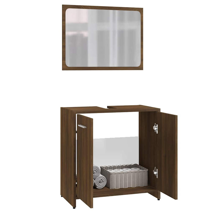 Set Mobili da Bagno Rovere Marrone in Legno Multistrato 815530
