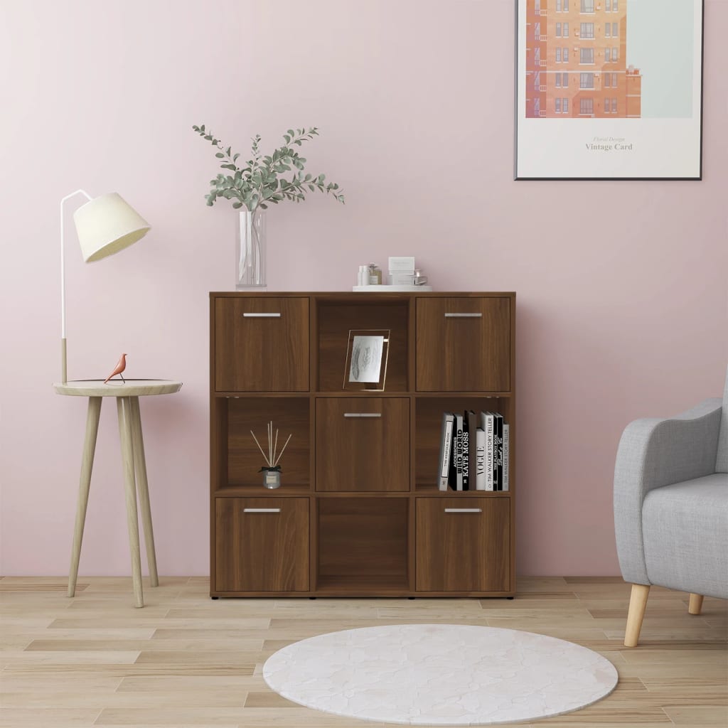 Libreria-Scaffale per Libri-Mobile di Stoccaggio Rovere Marrone 90x30x90 cm in Legno Multistrato