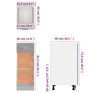 Mobile con Cassetto Grigio Sonoma 30x46x81,5 Legno Multistrato 815568