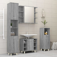 Armadietto Bagno Grigio Sonoma 30x30x95 cm in Legno Multistrato cod mxl 12065