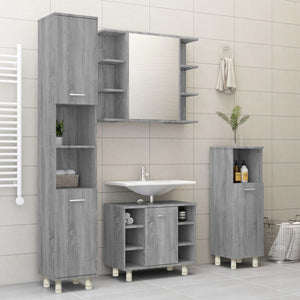 Armadietto Bagno Grigio Sonoma 30x30x95 cm in Legno Multistrato 815607