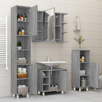 Armadietto Bagno Grigio Sonoma 30x30x95 cm in Legno Multistrato 815607