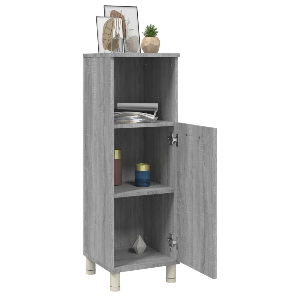 Armadietto Bagno Grigio Sonoma 30x30x95 cm in Legno Multistrato cod mxl 12065