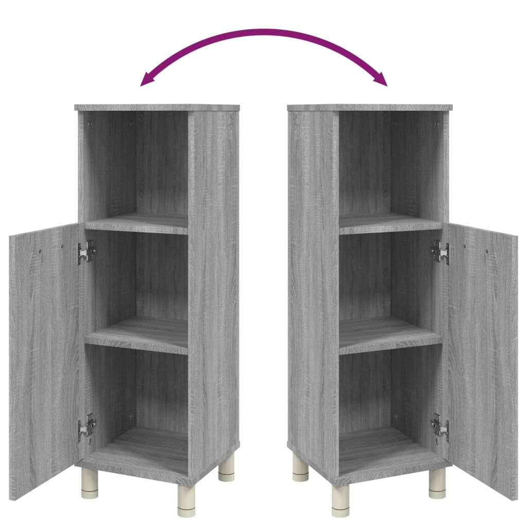 Armadietto Bagno Grigio Sonoma 30x30x95 cm in Legno Multistrato 815607