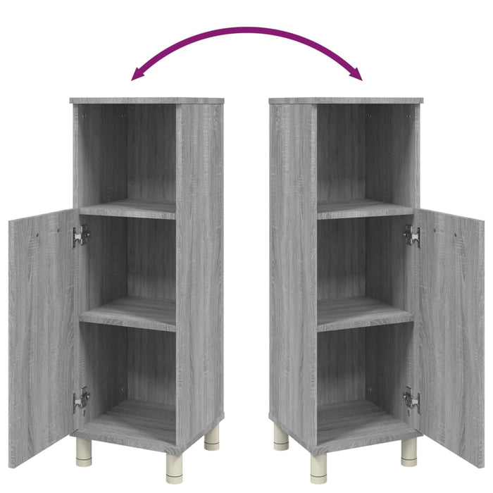 Armadietto Bagno Grigio Sonoma 30x30x95 cm in Legno Multistrato cod mxl 12065