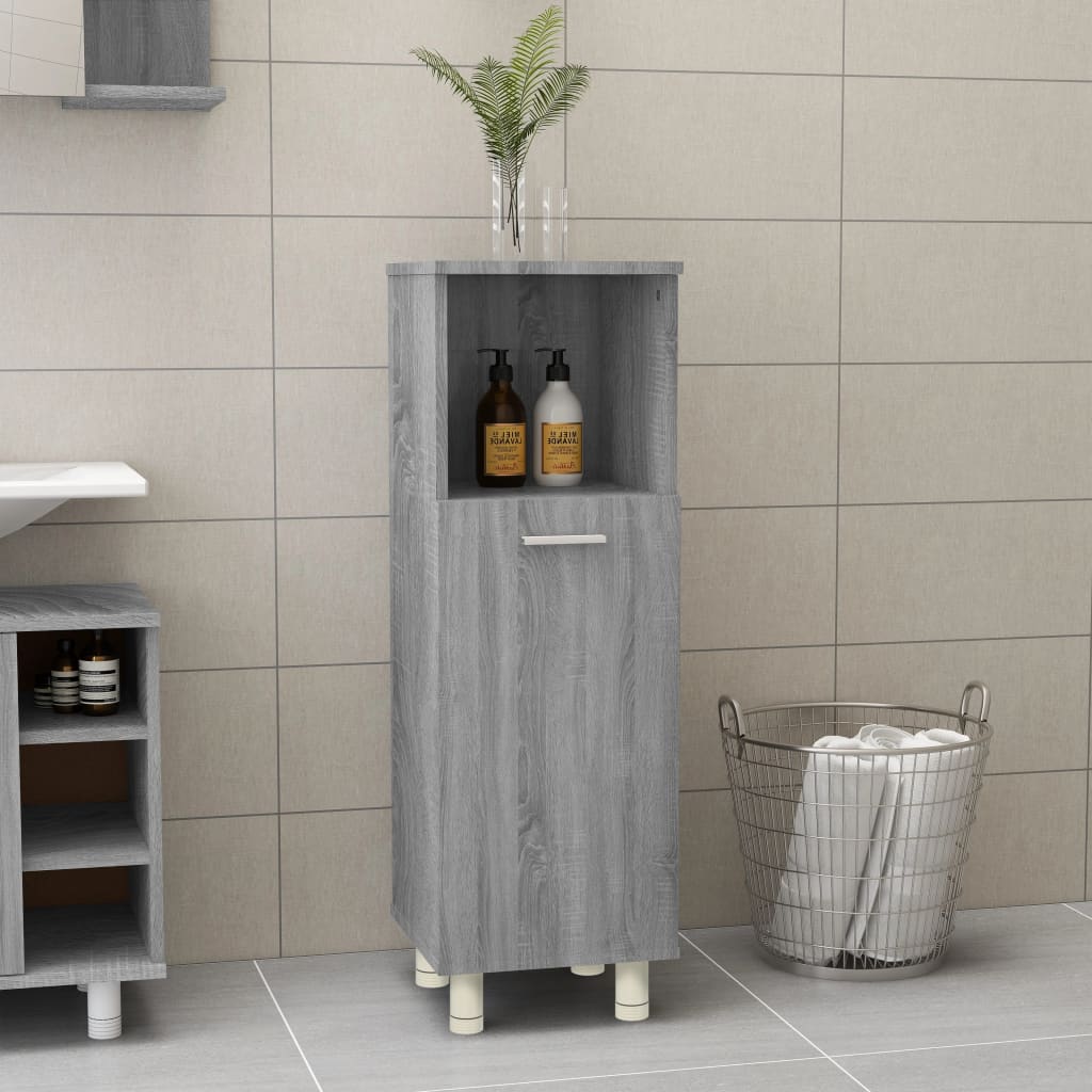 Armadietto Bagno Grigio Sonoma 30x30x95 cm in Legno Multistrato cod mxl 12065