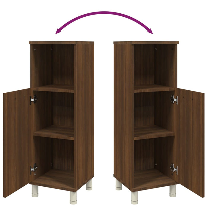 Armadietto Bagno Rovere Marrone 30x30x95cm in Legno Multistrato cod mxl 6979