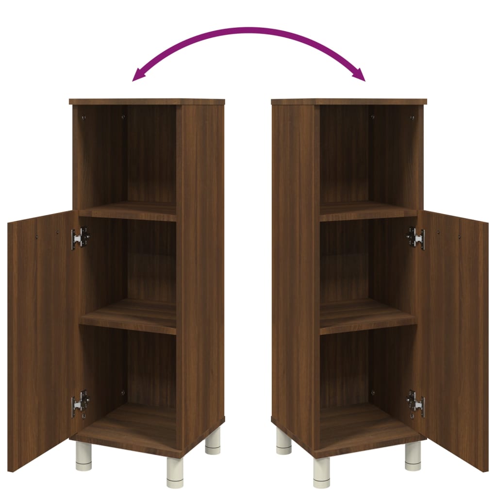 Armadietto Bagno Rovere Marrone 30x30x95cm in Legno Multistrato 815608