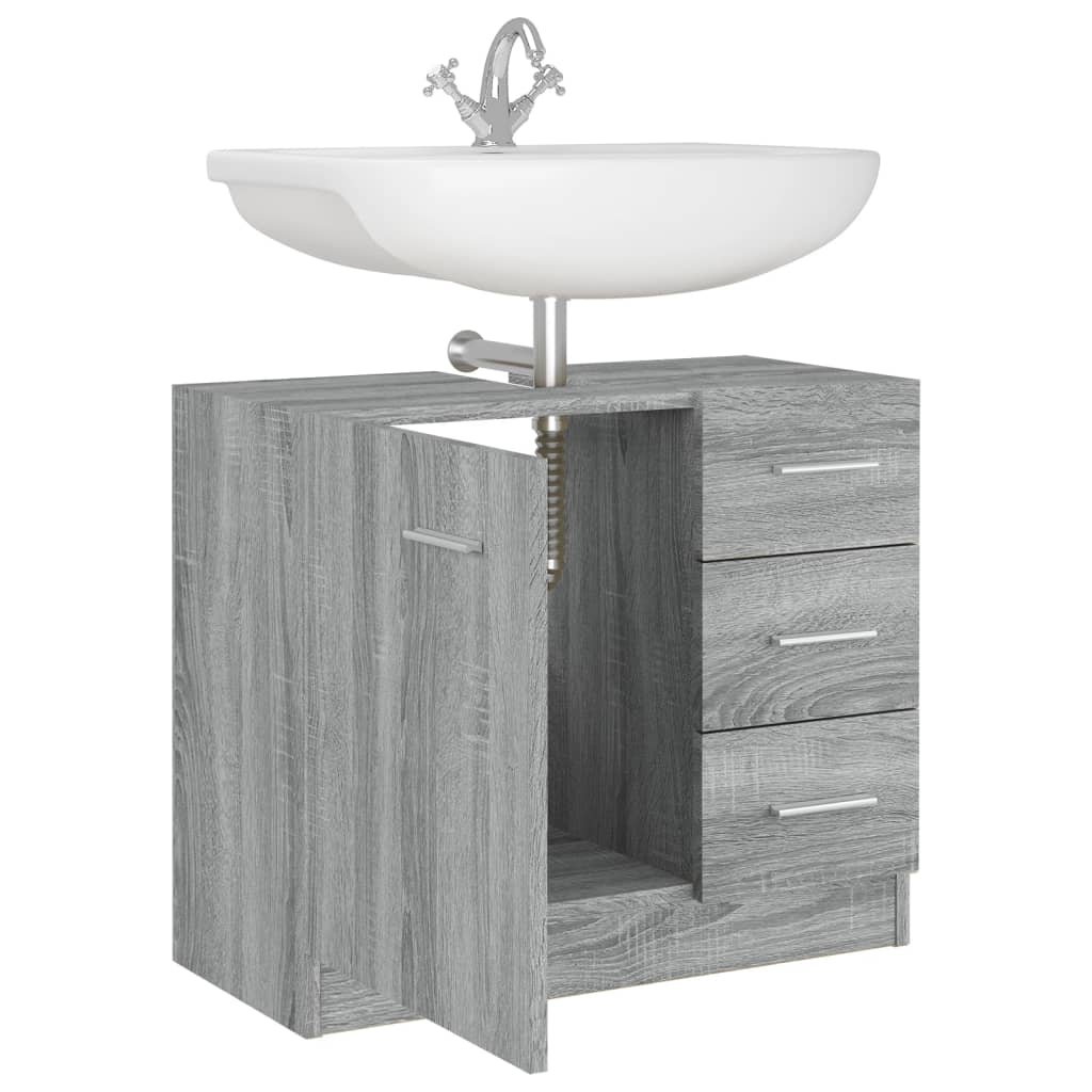 Mobile Lavabo-Armadietto da bagno Grigio Sonoma 63x30x54 cm in Legno Multistrato