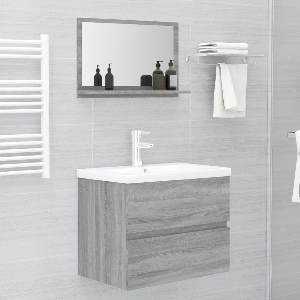 Specchio da Bagno Grigio Sonoma 60x10,5x37 cm Legno Multistrato 815637