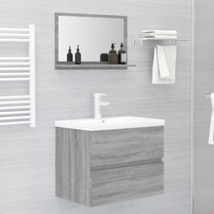 Specchio da Bagno Grigio Sonoma 60x10,5x37 cm Legno Multistrato 815637