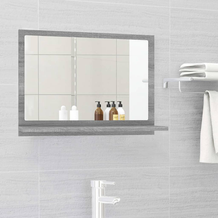 Specchio da Bagno Grigio Sonoma 60x10,5x37 cm Legno Multistrato 815637