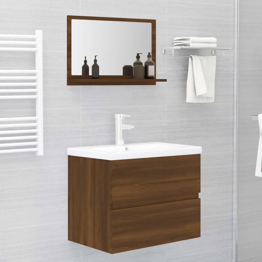 Specchio da Bagno Rovere Marrone 60x10,5x37cm Legno Multistrato 815638
