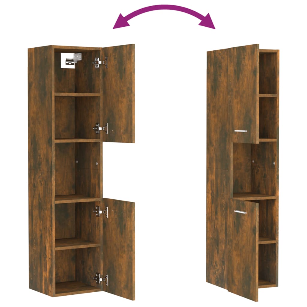 Armadietto Bagno Rovere Fumo 30x30x130 cm in Legno Multistrato 815639