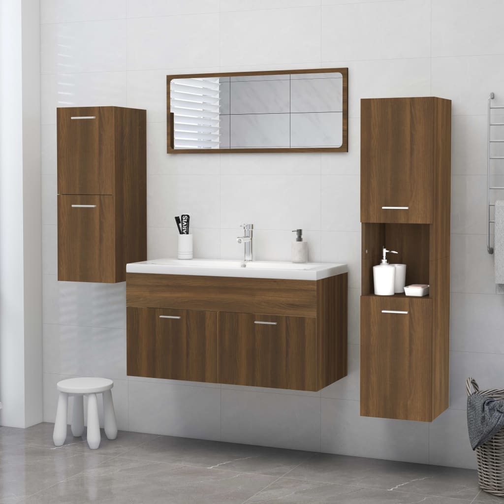 Mobile da Bagno Rovere Marrone 30x30x130cm in Legno Multistrato 815641