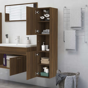 Mobile da Bagno Rovere Marrone 30x30x130cm in Legno Multistrato 815641