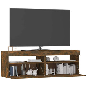 Mobile Porta TV con Luci LED Rovere Fumo 120x35x40 cm 815672