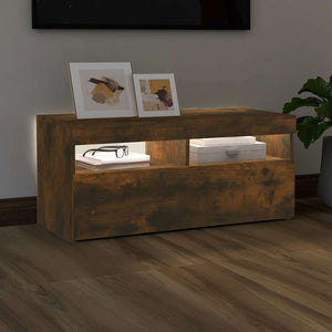 Mobile Porta TV con Luci LED Rovere Fumo 90x35x40 cm 815675