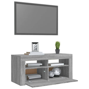 Mobile Porta TV con Luci LED Grigio Sonoma 90x35x40 cm 815691