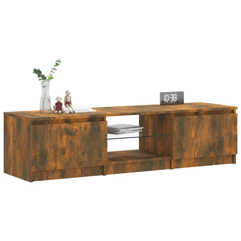 Mobile Porta TV con Luci LED Rovere Fumo 140x40x35,5 cm cod mxl 9224