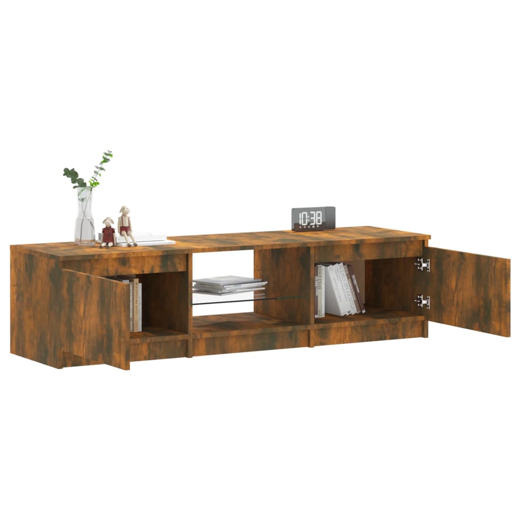 Mobile Porta TV con Luci LED Rovere Fumo 140x40x35,5 cm cod mxl 9224