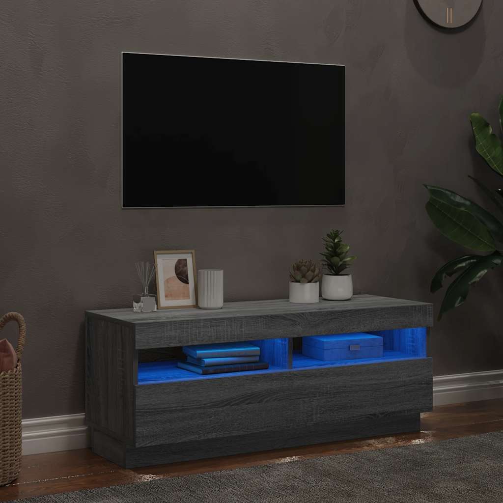 Mobile Porta TV con Luci LED Grigio Sonoma 100x35x40 cm