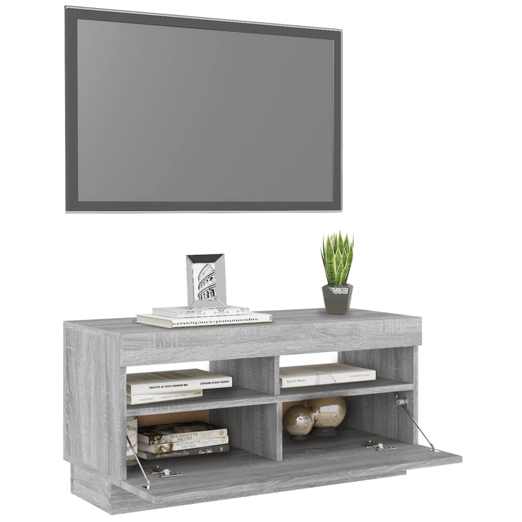 Mobile Porta TV con Luci LED Grigio Sonoma 80x35x40 cm 815724