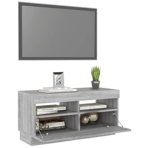 Mobile Porta TV con Luci LED Grigio Sonoma 80x35x40 cm 815724