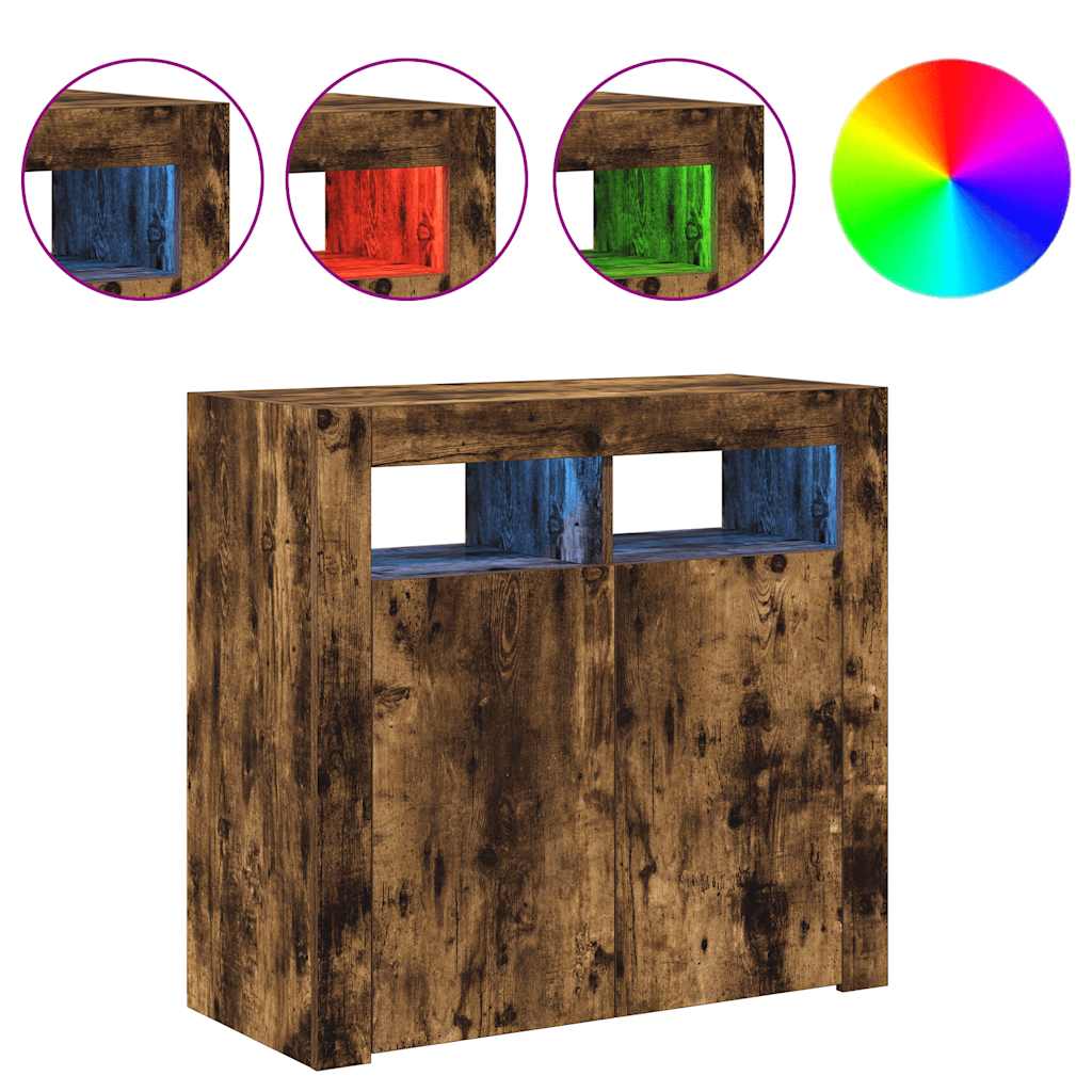 Credenza con Luci LED Rovere Fumo 80x35x75 cm cod mxl 13752