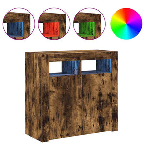 Credenza con Luci LED Rovere Fumo 80x35x75 cm cod mxl 13752