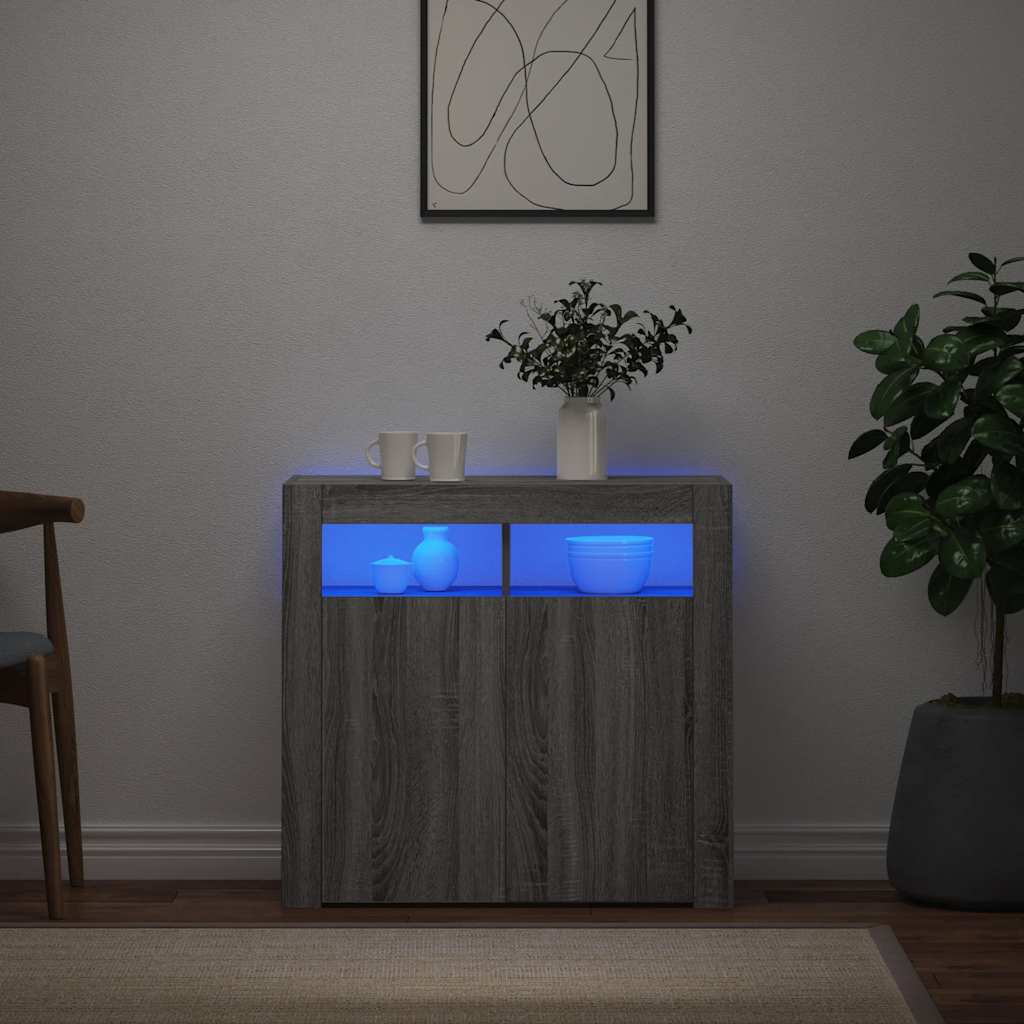 Credenza con Luci LED Grigio Sonoma 80x35x75 cm cod mxl 20081
