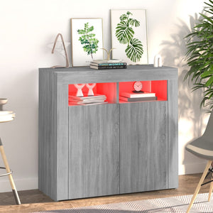 Credenza con Luci LED Grigio Sonoma 80x35x75 cm 815730